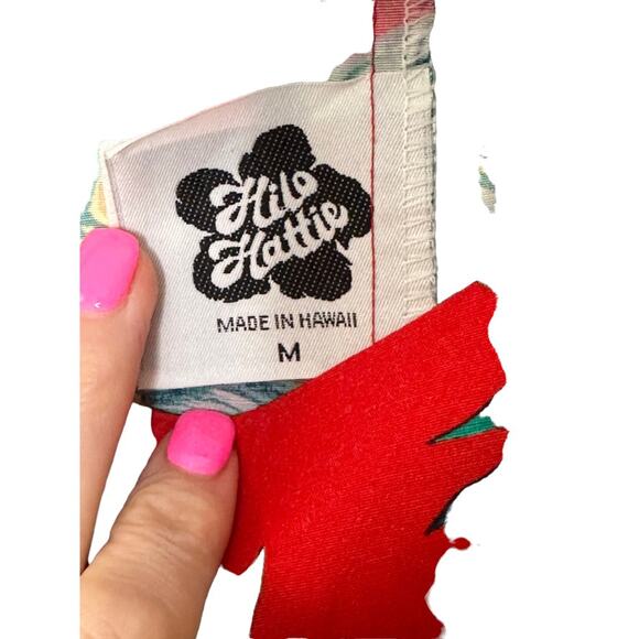 90's Hilo Hattie Auth Hawaiian Faux Wrap Sarong Dress Tropical Pineapple Medium - Picture 8 of 8